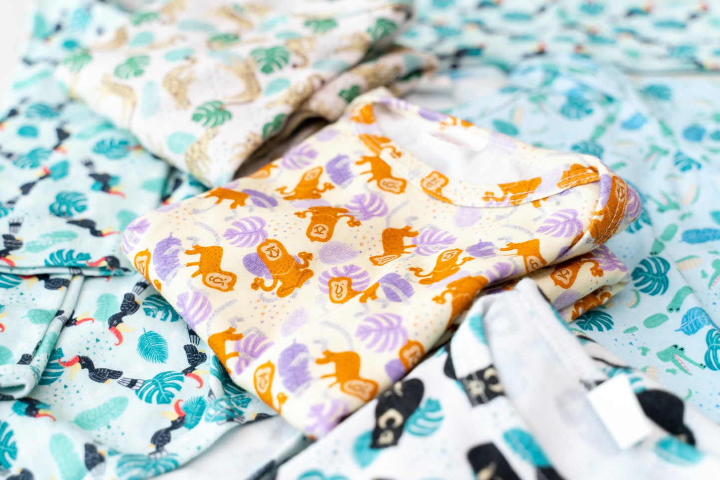 LONG SLEEVE BODYSUIT Exotic Wildlife of Brunei Collection - Mint Rhinoceros Hornbill