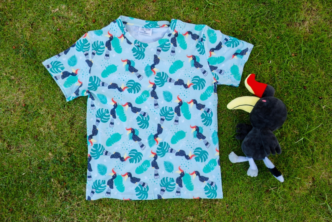 KID T-SHIRT Exotic Wildlife of Brunei Collection - Mint Rhinoceros Hornbill