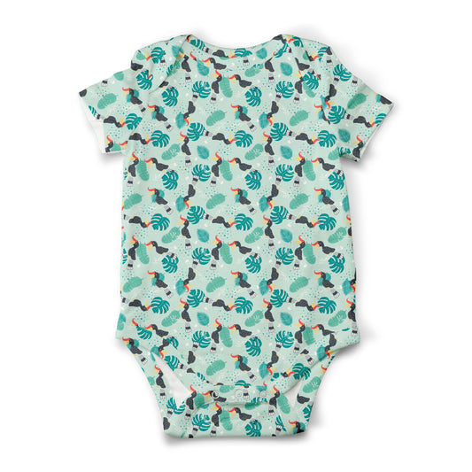 SHORT SLEEVE BODYSUIT Wildlife of Brunei Collection - Mint Rhinoceros Hornbill