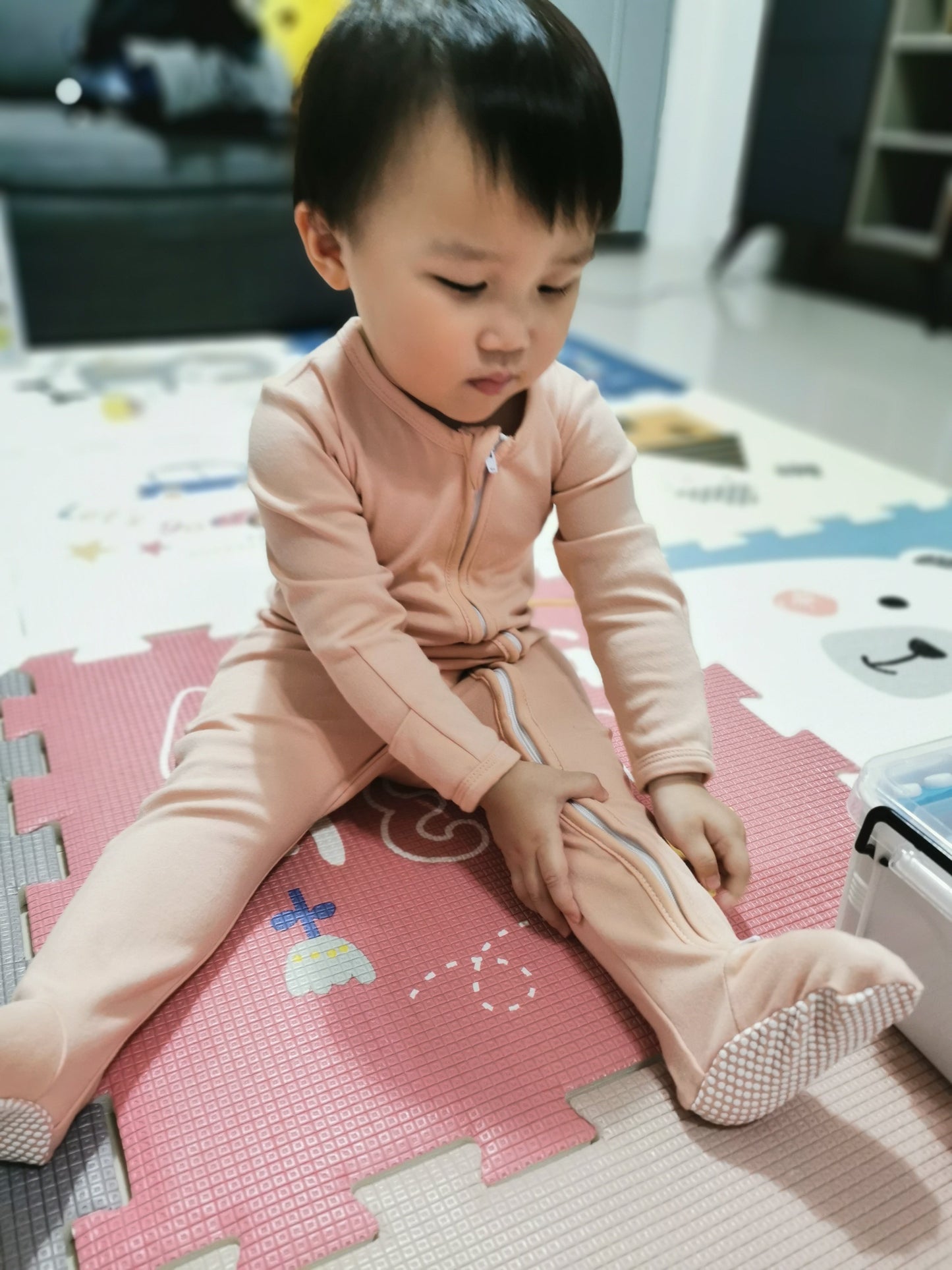 SLEEP & PLAY SMART 2-WAY ZIP FOOTIE SLEEPSUIT Gender Neutral Collection - Padang Field