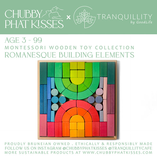 ROMANESQUE BUILDING ELEMENTS CPK x Tranquillity Cafe Montessori Wooden Toy Collection