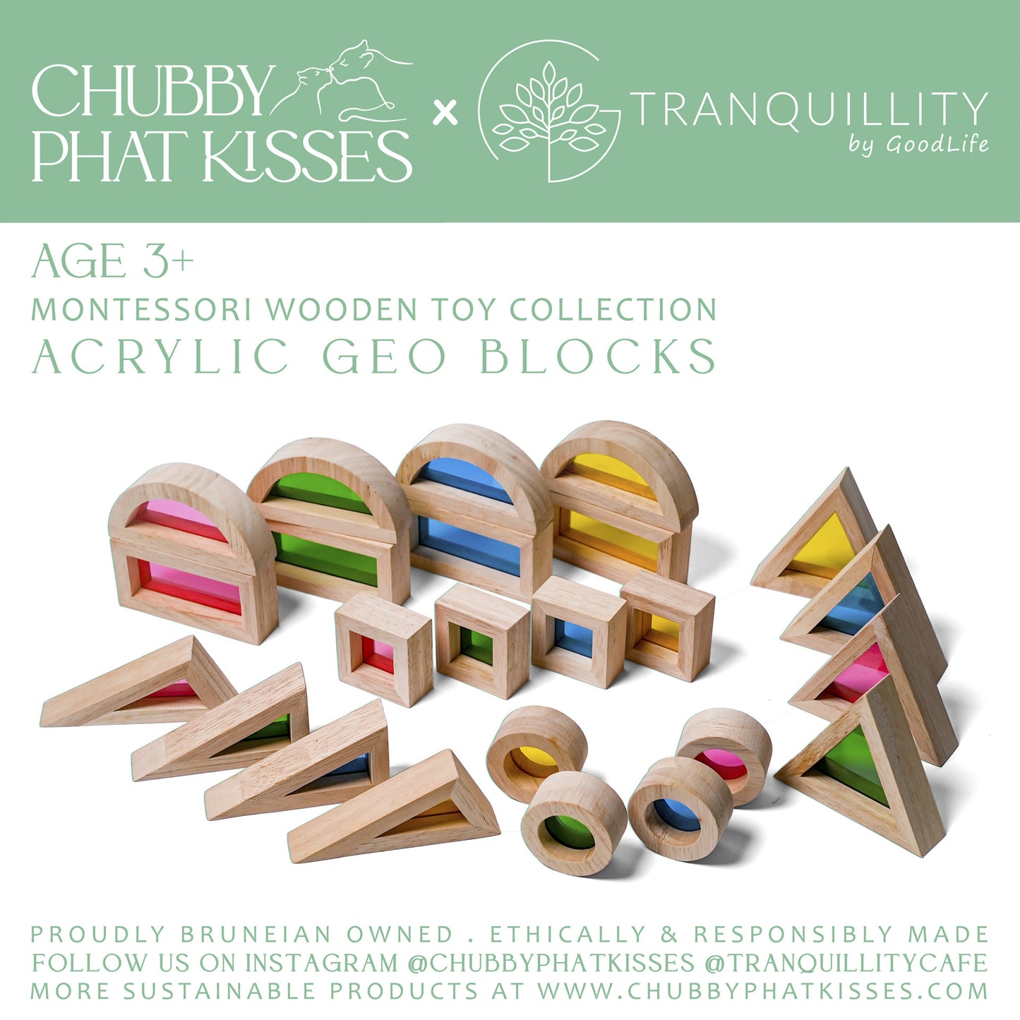 ACRYLIC GEO BLOCKS CPK x Tranquillity Cafe Montessori Wooden Toy Collection