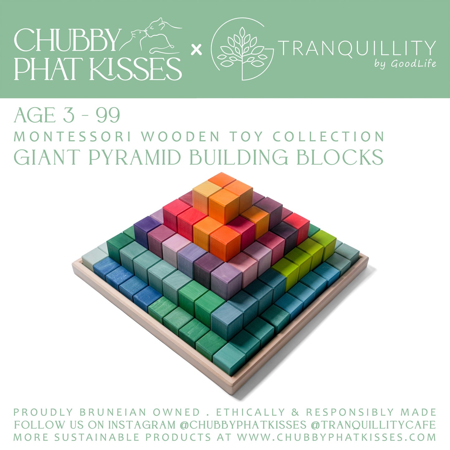 GIANT PYRAMID BUILDING BLOCKS CPK x Tranquillity Cafe Montessori Wooden Toy Collection